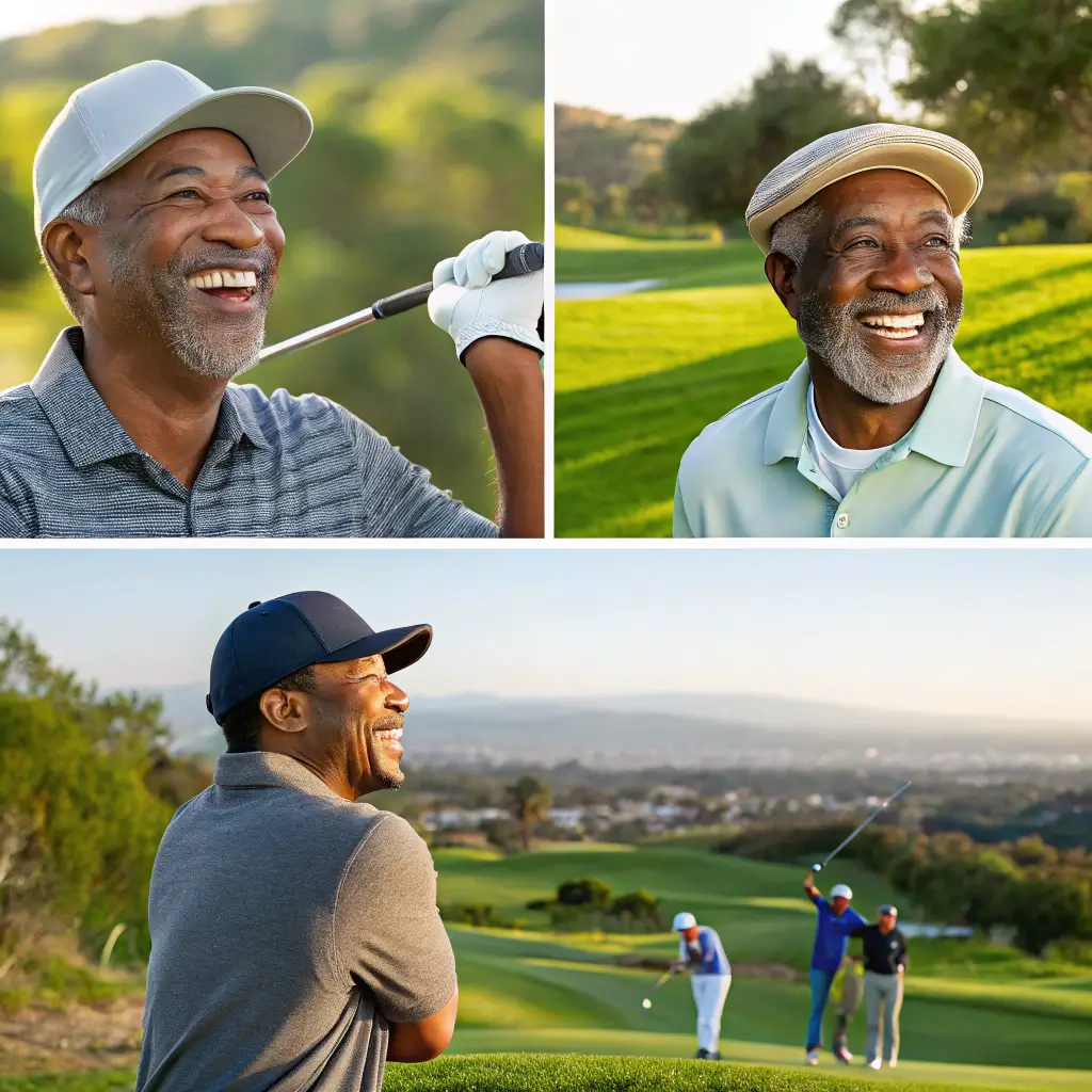 Happy golfers enjoying their time at Arrowood Golf Course, showcasing smiles and camaraderie.