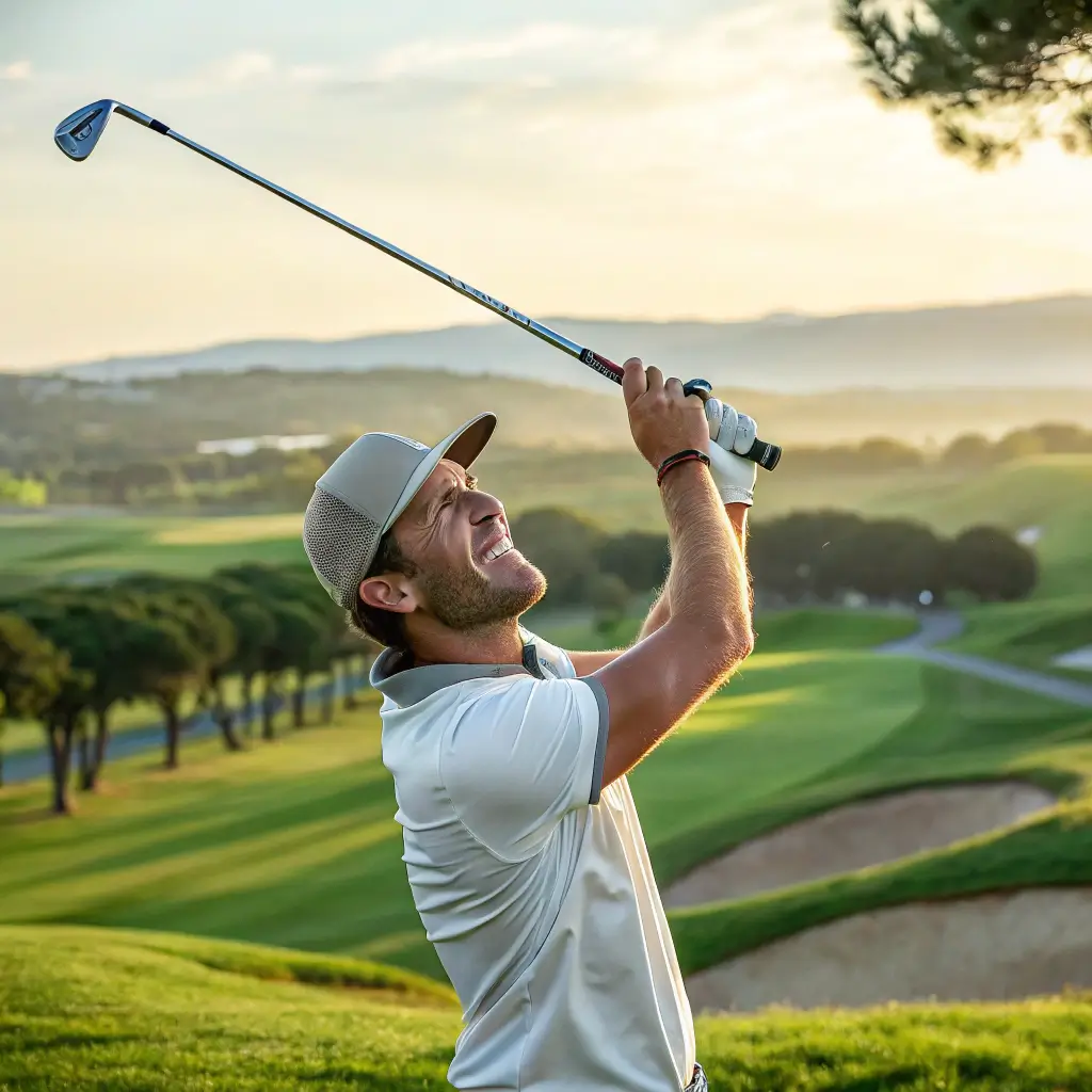 A golfer hitting a successful shot on the course with a well-chosen golf set.