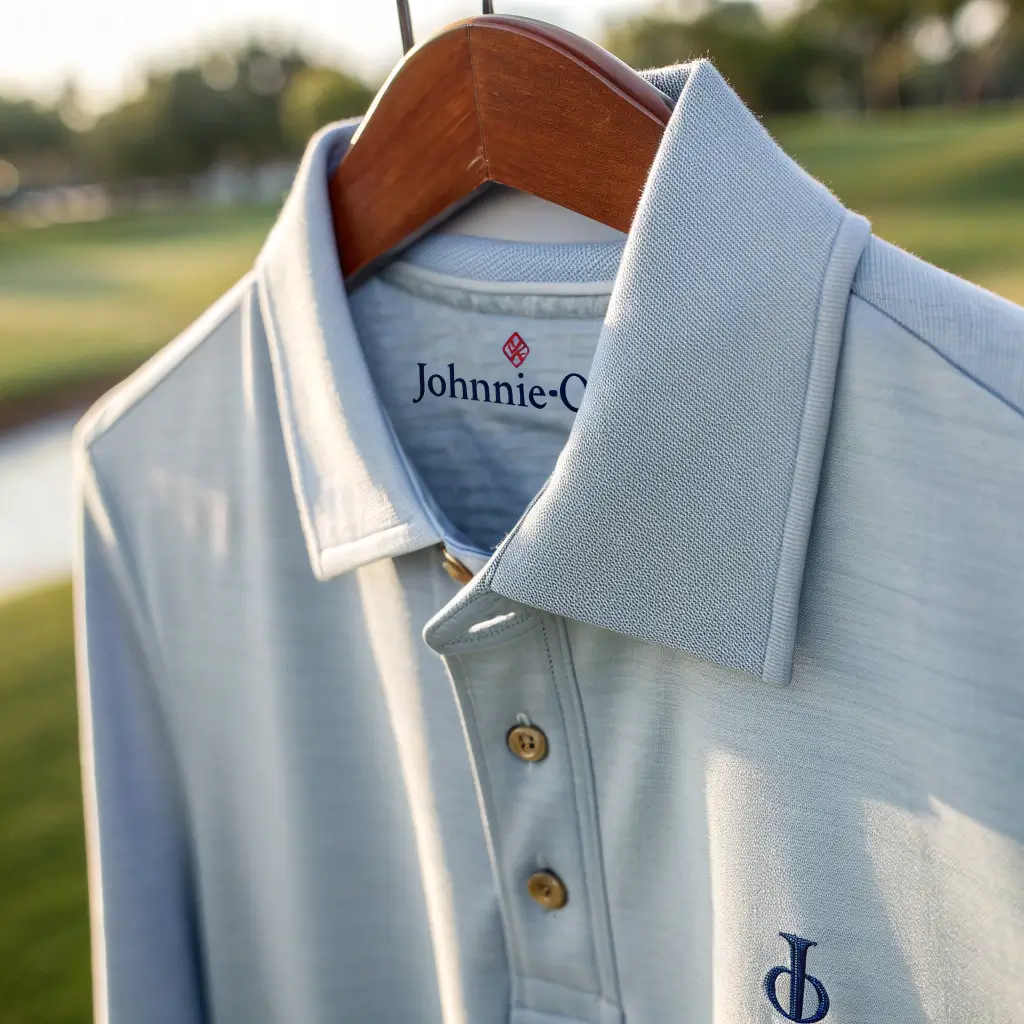 A close-up of a Johnnie-O polo shirt showcasing its premium quality and design.