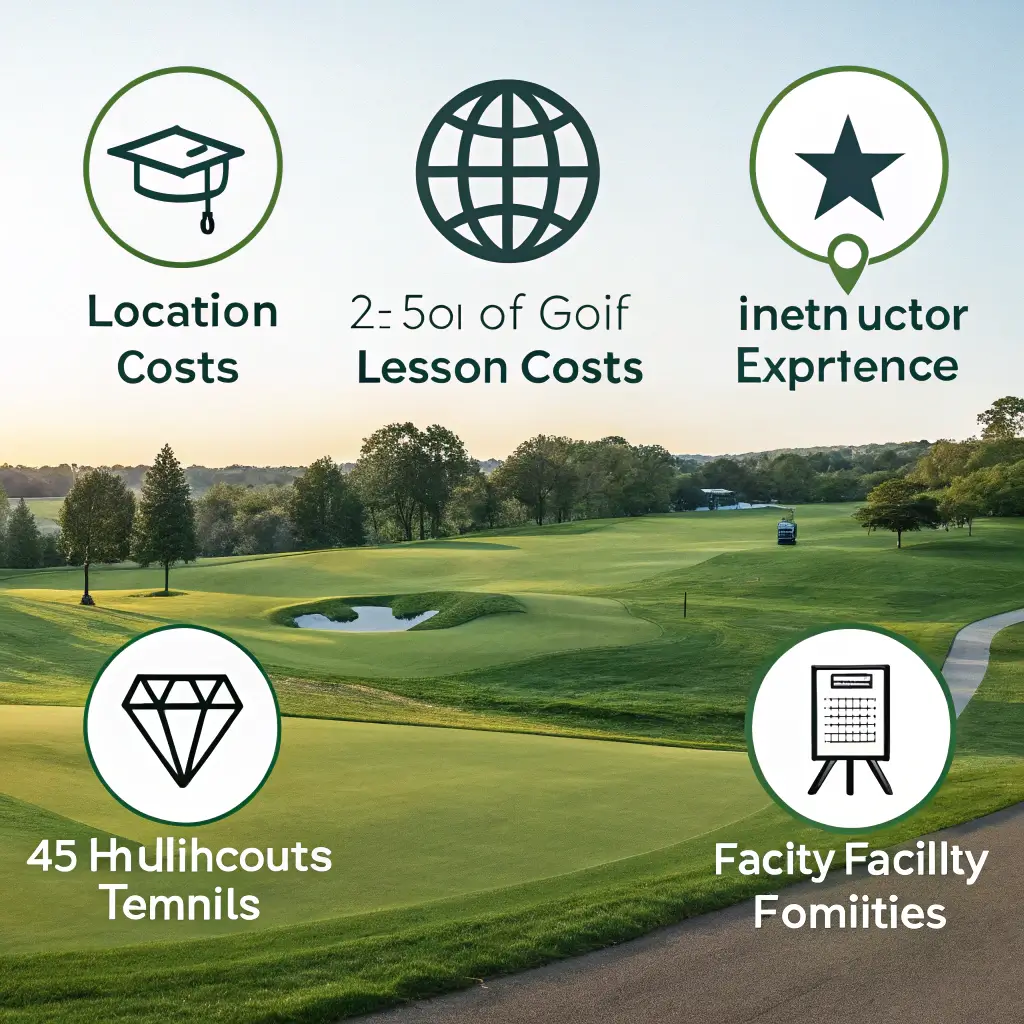A visual representation of factors influencing golf lesson costs, including location, instructor experience, and facility amenities.