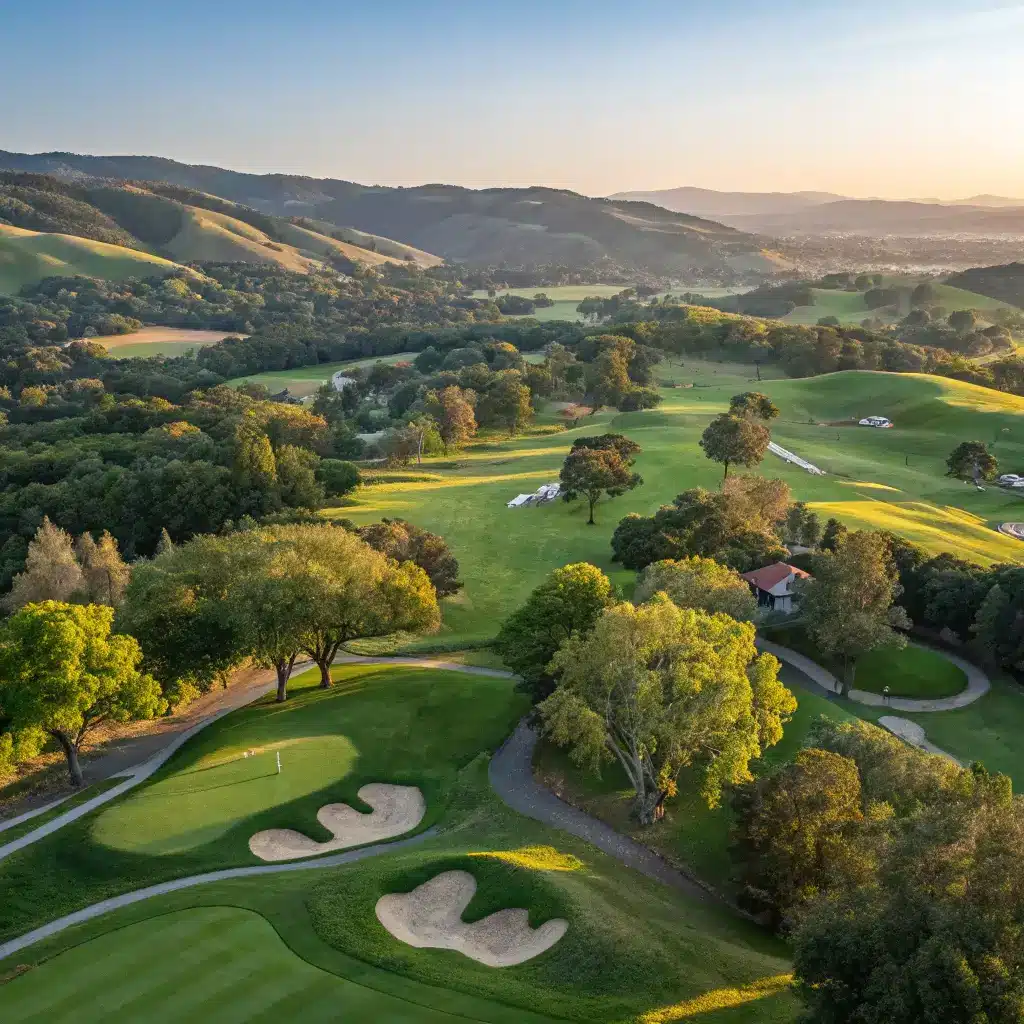 Aerial view of Arrowood Golf Course showing the layout and natural surroundings.