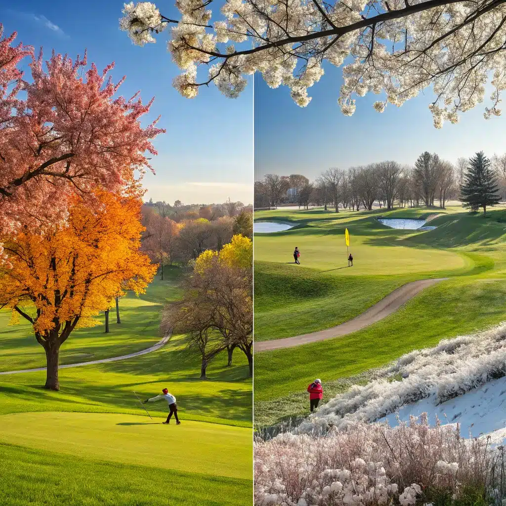 A seasonal overview of Arrowood Golf Course, showcasing the beauty of each season from spring to winter.