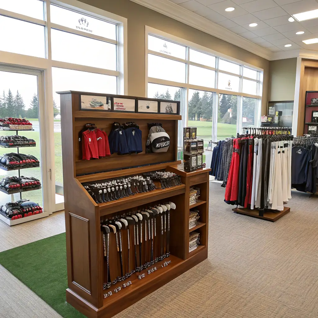 A retail display of Spalding Canon golf clubs in a Canadian golf shop, highlighting their availability and variety.