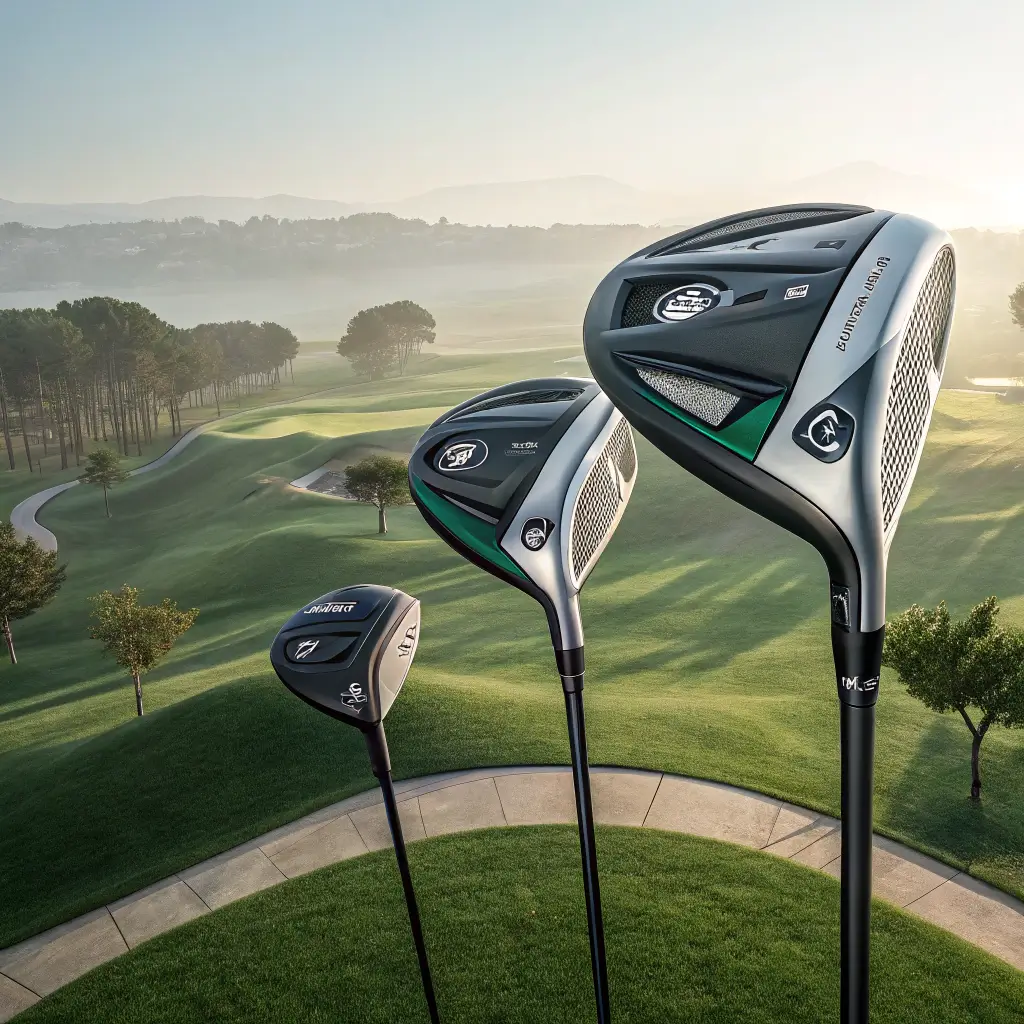 Modern Spalding golf clubs featuring advanced materials and sleek designs on a contemporary golf course.